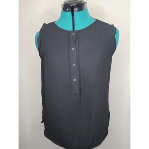 Ann Taylor Loft black sleeveless blouse with button details - small